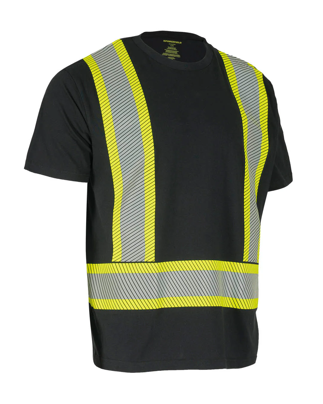 Forcefield Athletic Fit Hi Vis Crew Neck 100% Cotton Short Sleeve Safety Tee Shirt with Segmented Reflective Tape - Image 3