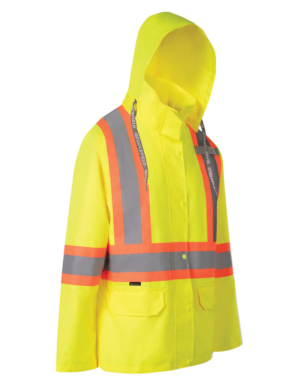 Forcefield Women's Hi Vis Safety Rain Jacket with Snap-Off Hood - Image 3