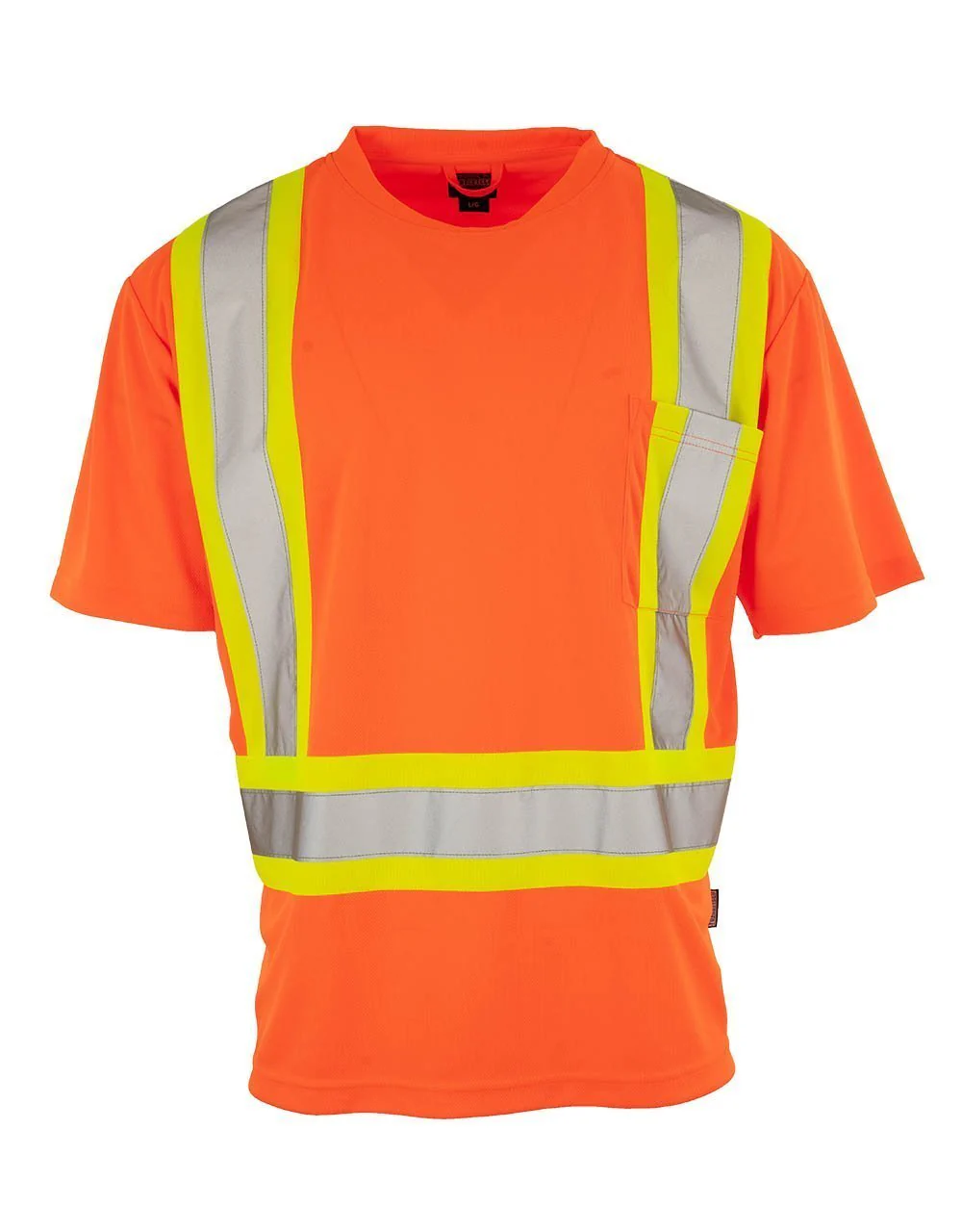 Forcefield Custom Printed Hi Vis Crew Neck Short Sleeve Safety Tee Shirt with Chest Pocket