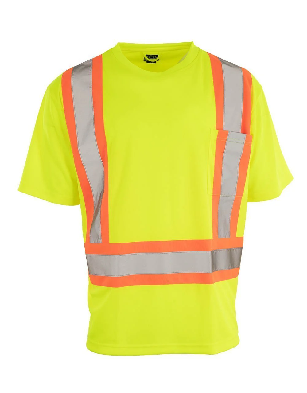 Forcefield Custom Printed Hi Vis Crew Neck Short Sleeve Safety Tee Shirt with Chest Pocket - Image 2