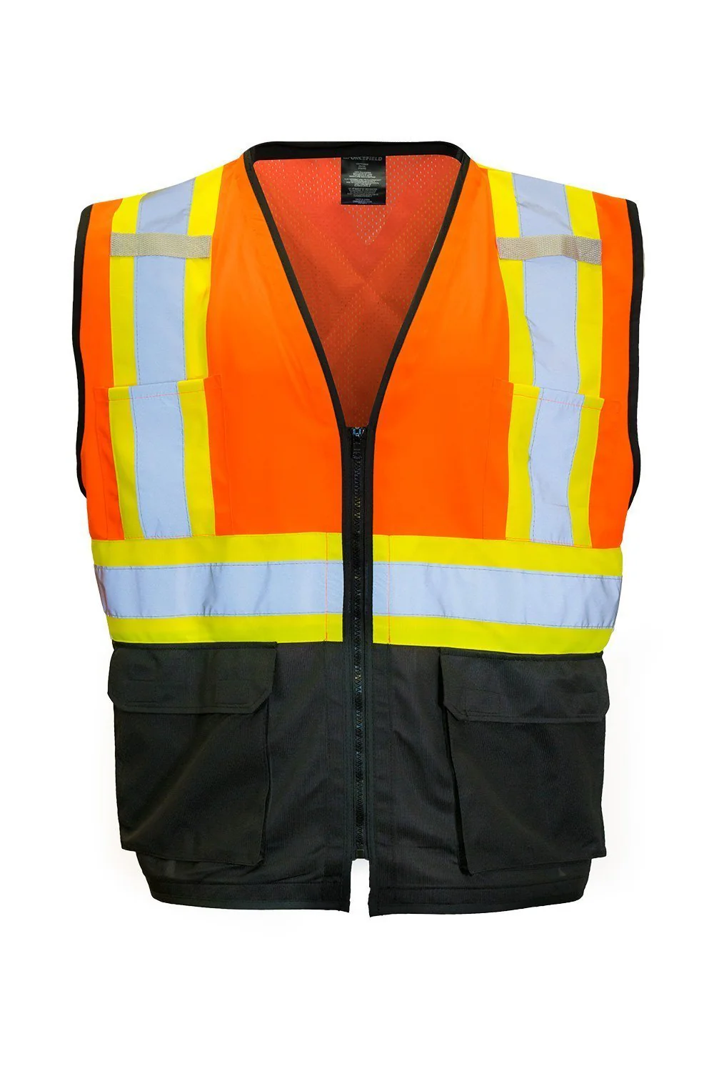 Forcefield Custom Printed Hi Vis Traffic Safety Vest with Zipper Front, Tricot Polyester