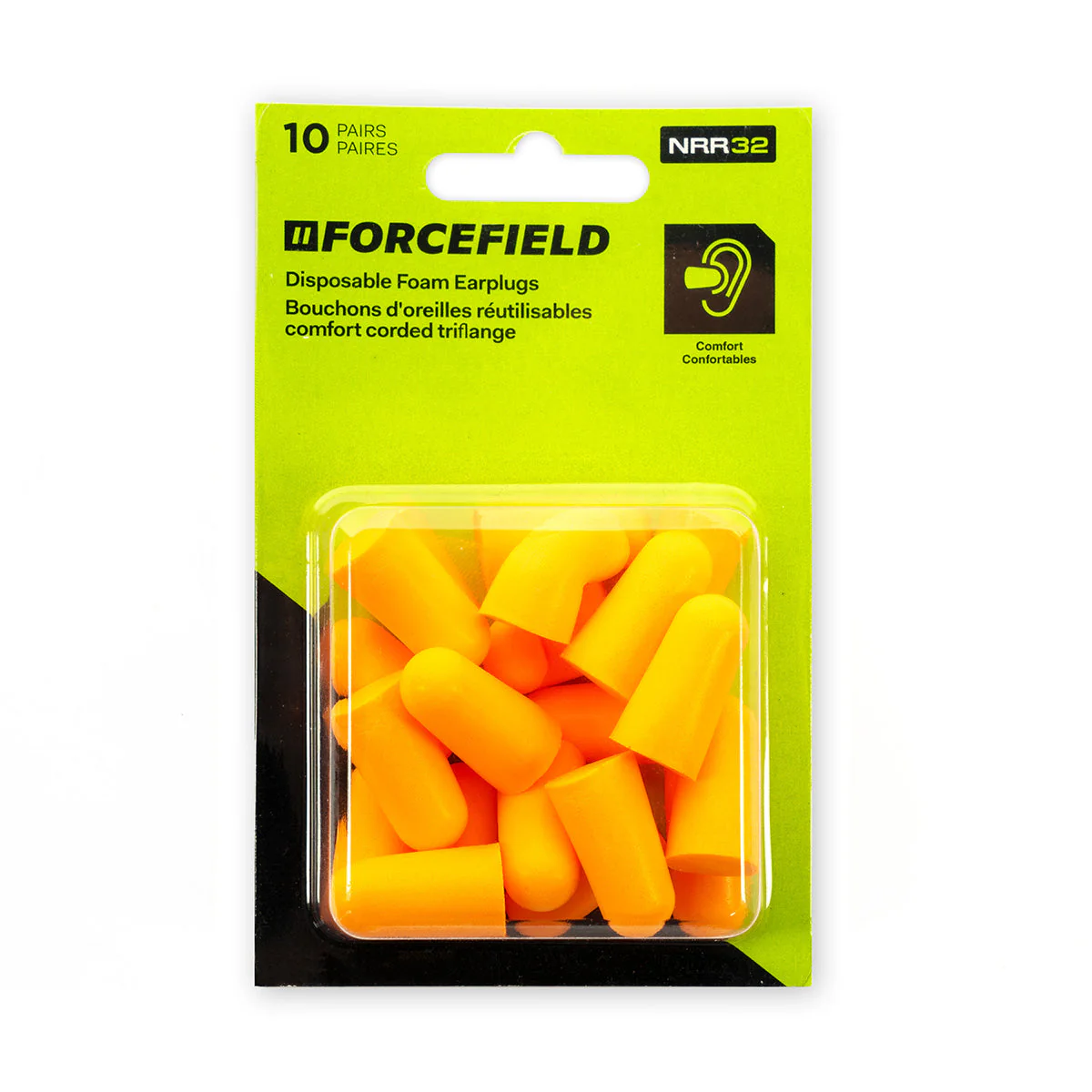 Forcefield Disposable Foam Earplugs, NRR 32