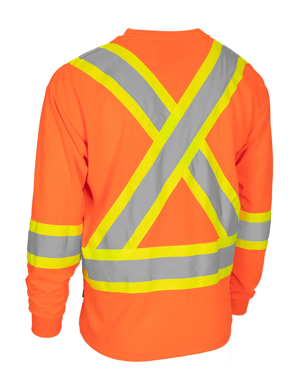 Forcefield Hi Vis Bamboo Fabric Crew Neck Long Sleeve Safety Tee with Chest Pocket - Image 5