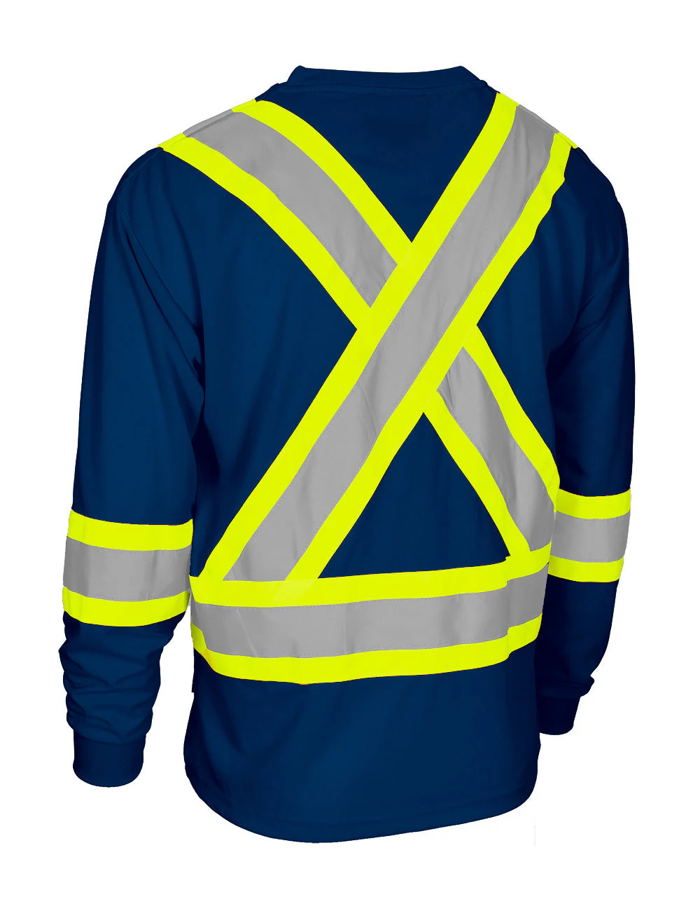 Forcefield Hi Vis Bamboo Fabric Crew Neck Long Sleeve Safety Tee with Chest Pocket - Image 7