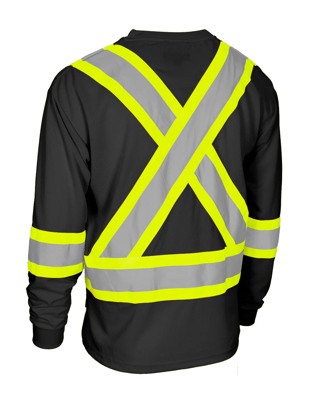 Forcefield Hi Vis Bamboo Fabric Crew Neck Long Sleeve Safety Tee with Chest Pocket - Image 8