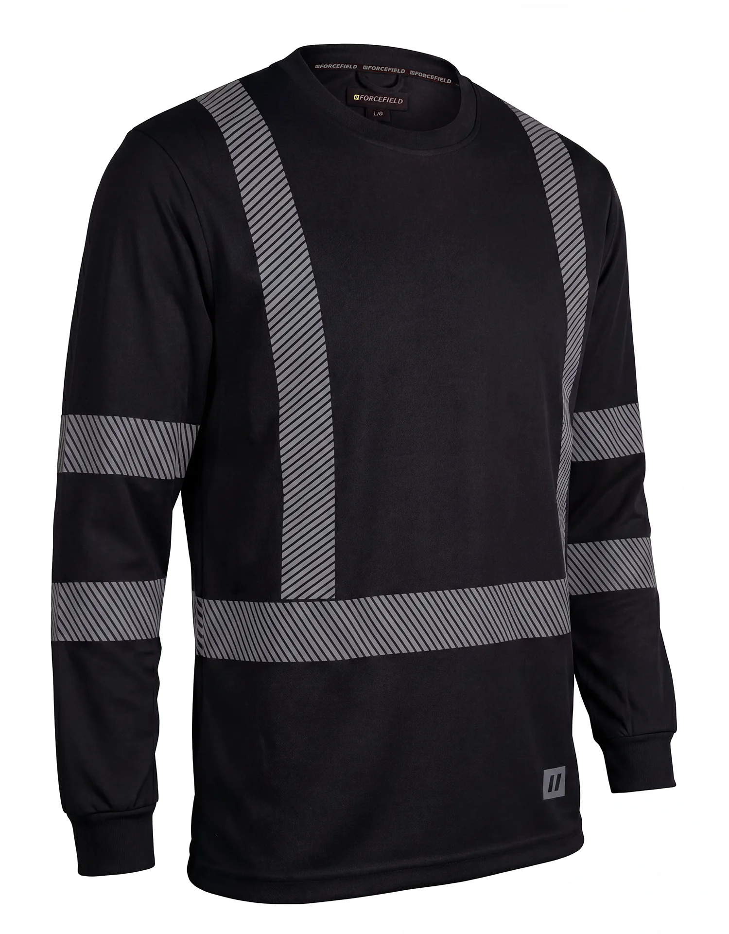 Hi Vis Black Crewneck Long Sleeve Ultrasoft Technical Tee