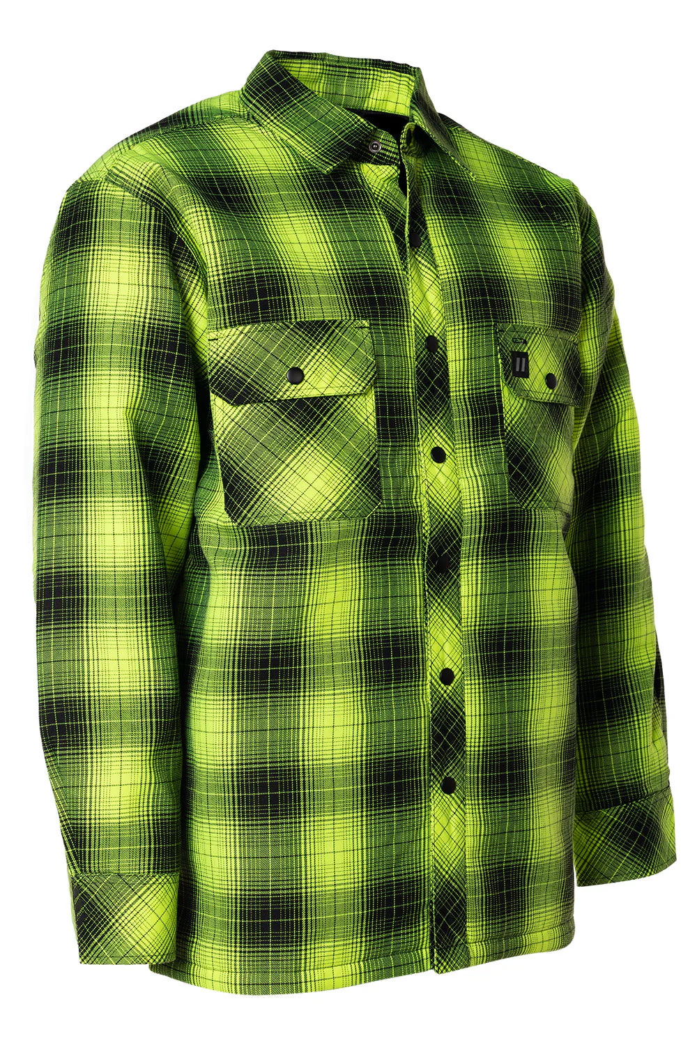 Forcefield Hi Vis Black Shadow Plaid Quilted Flannel Shirt Jacket - Image 6