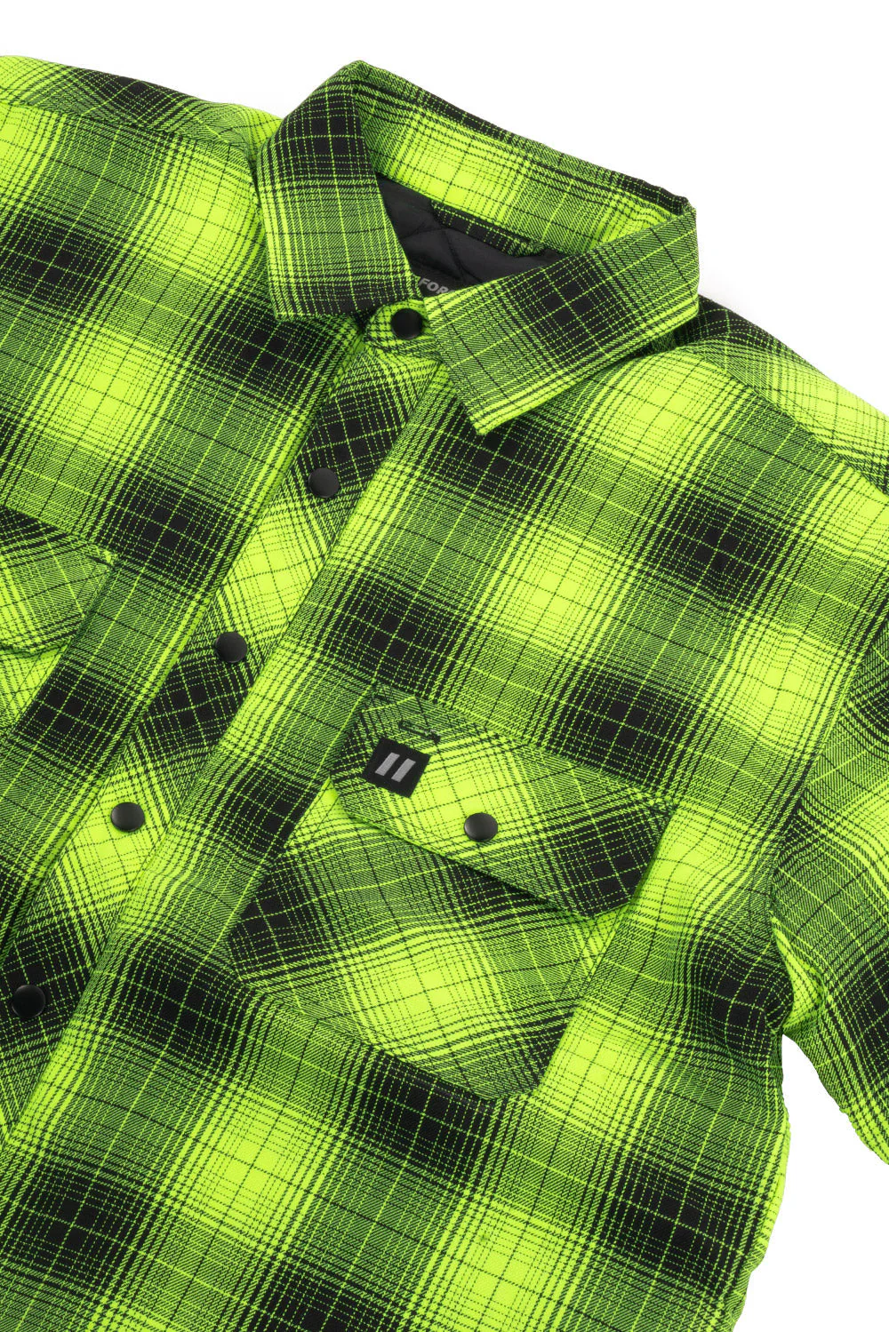 Forcefield Hi Vis Black Shadow Plaid Quilted Flannel Shirt Jacket - Image 7