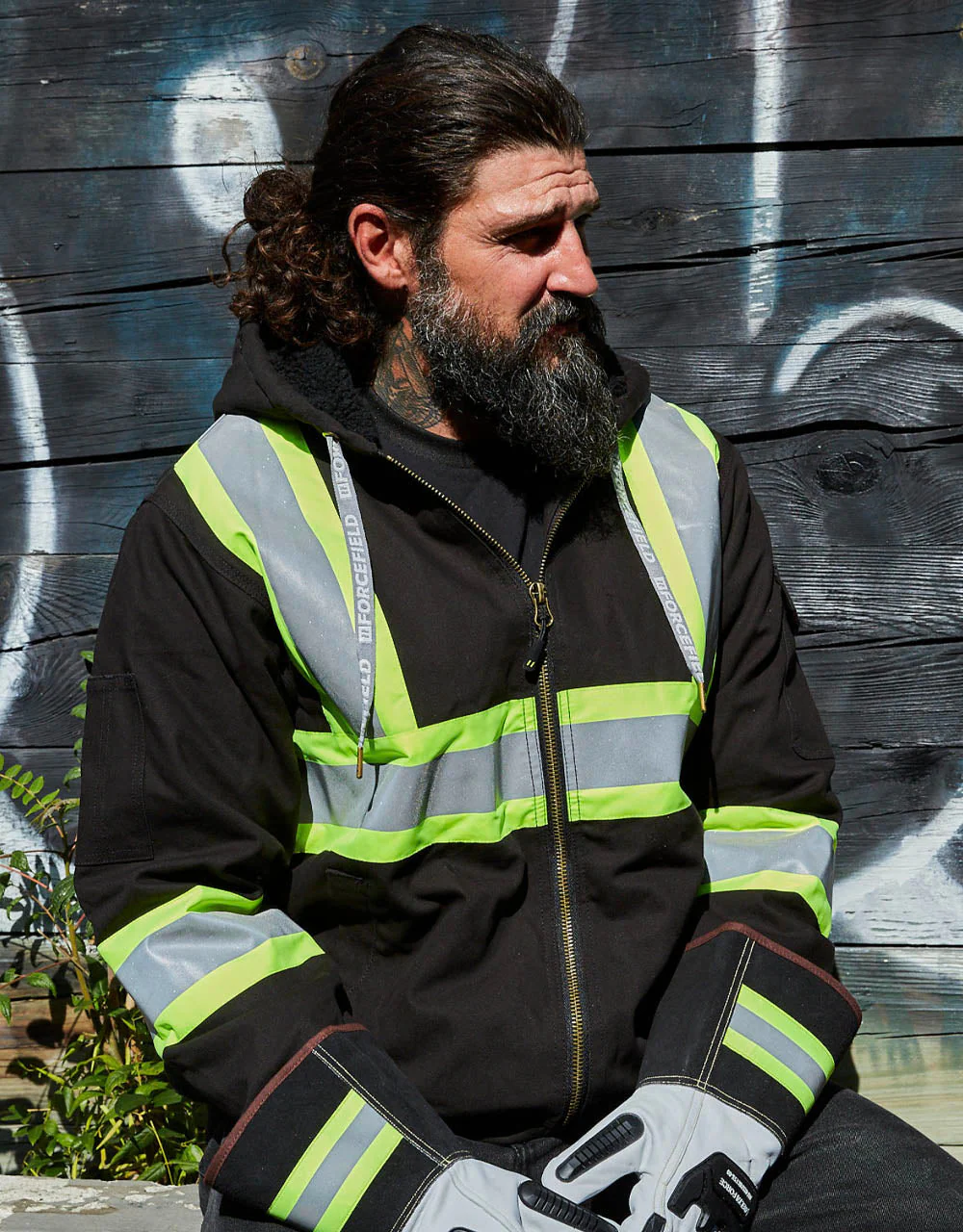 Forcefield Hi Vis Canvas Safety Work Jacket with Sherpa Liner - Image 6