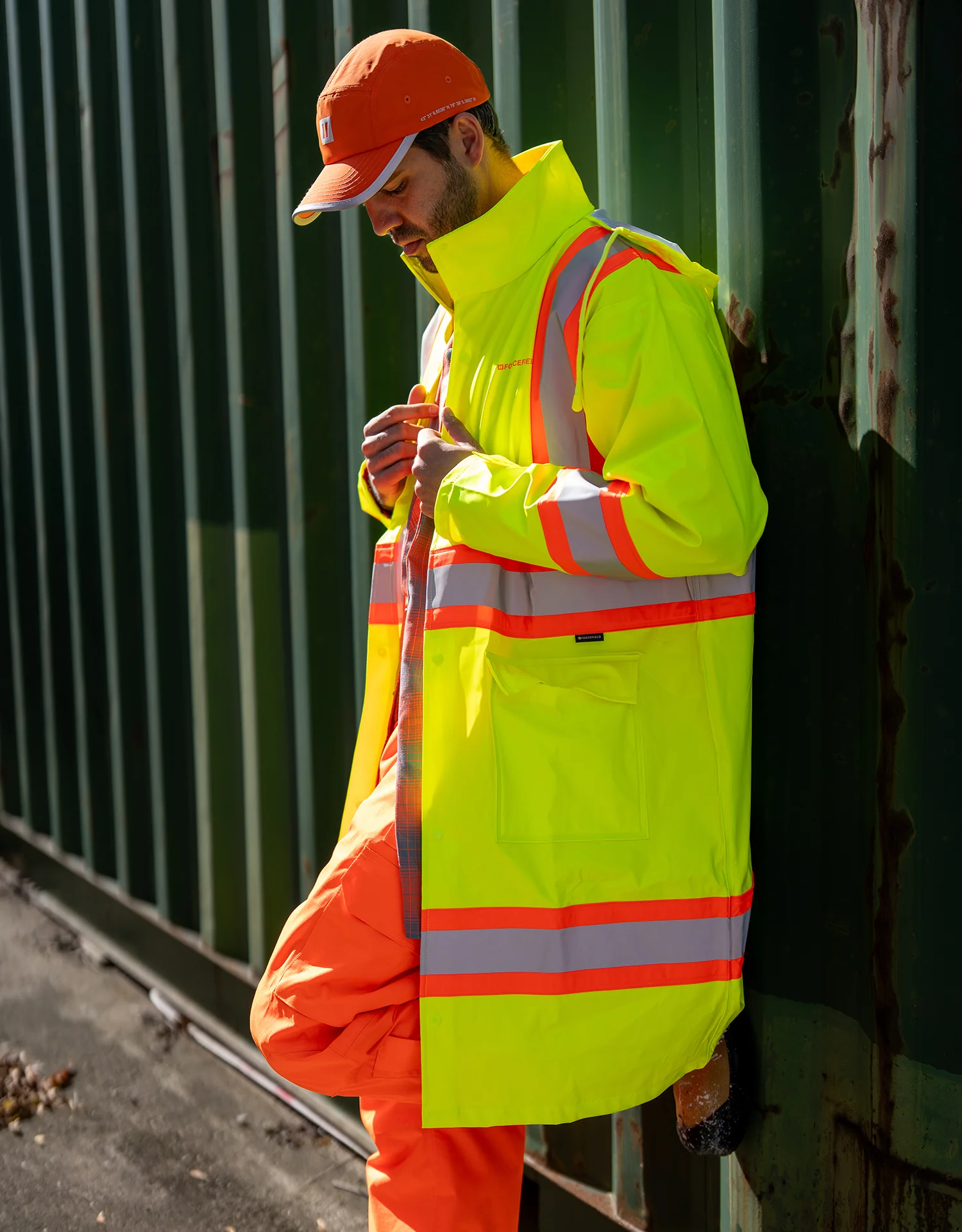 Forcefield Hi Vis Fire Resistant Long Rain Coat