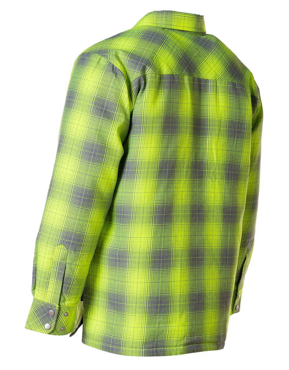 Forcefield Hi Vis Grey Shadow Plaid Quilted Flannel Shirt Jacket - Image 4