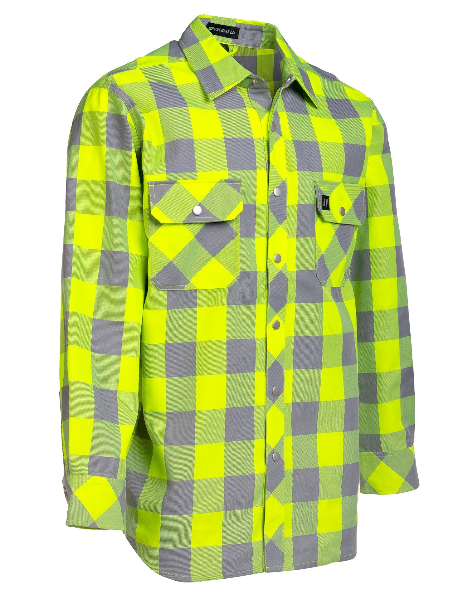 Forcefield Hi Vis Lime Buffalo Plaid Unlined Flannel Shirt