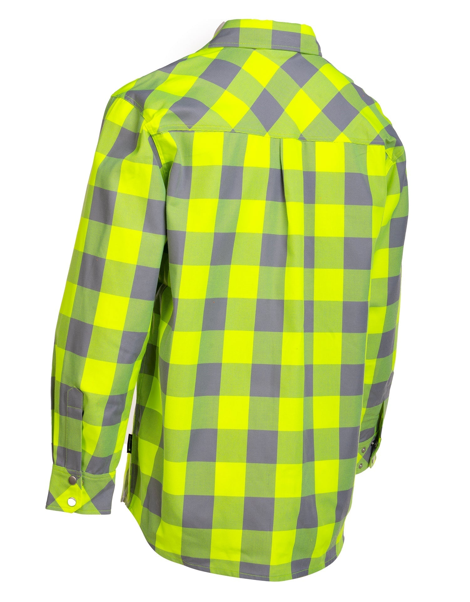 Forcefield Hi Vis Lime Buffalo Plaid Unlined Flannel Shirt - Image 3