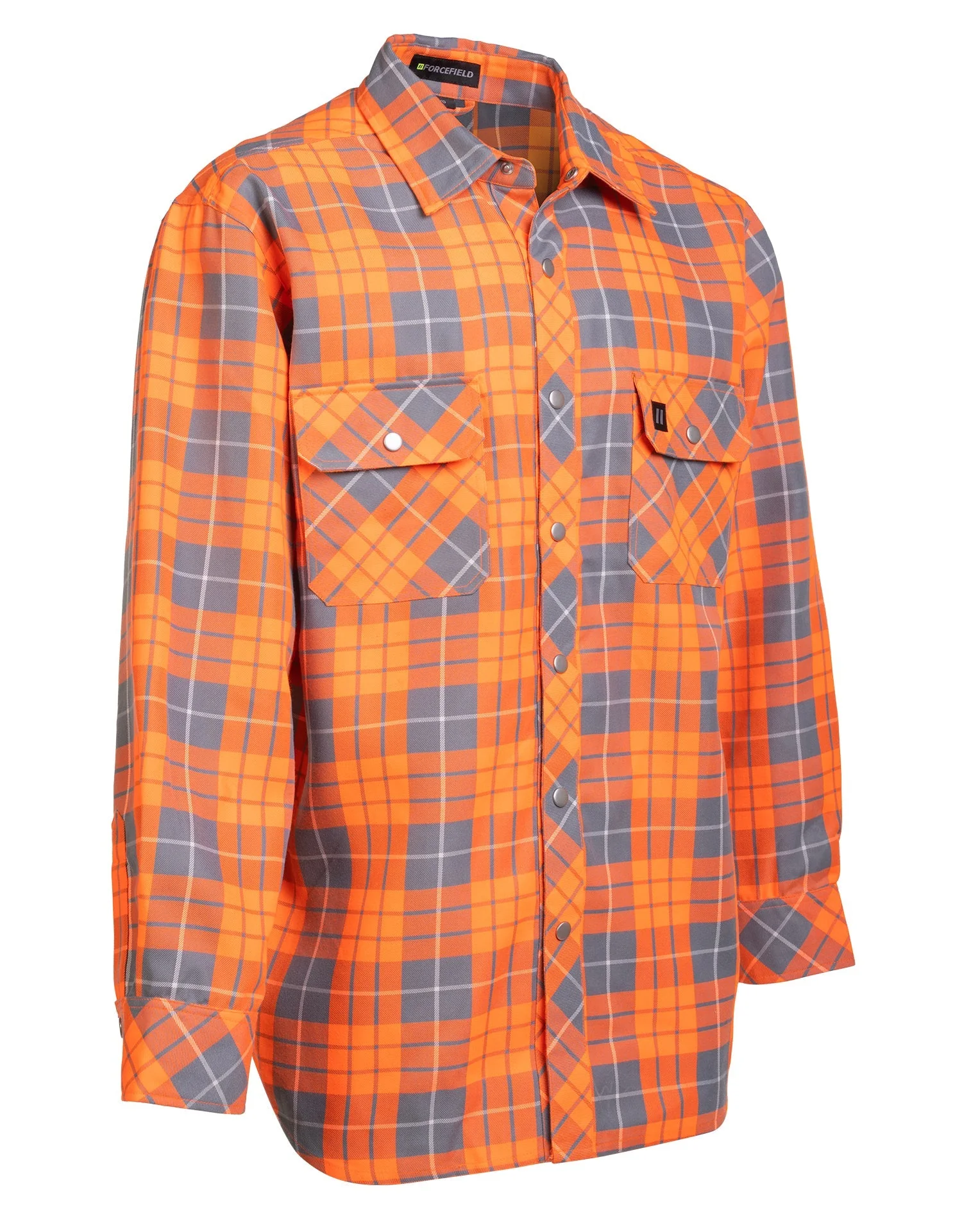 Forcefield Hi Vis Orange Plaid Unlined Flannel Shirt