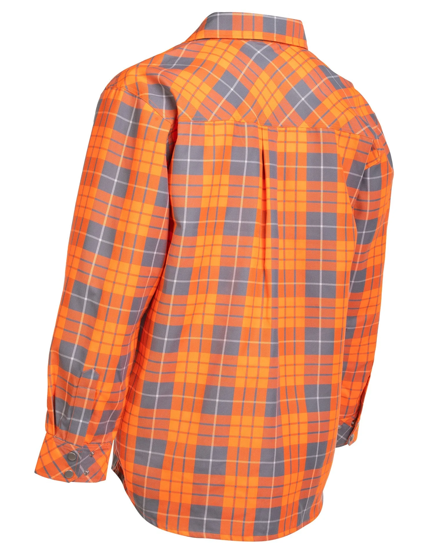 Forcefield Hi Vis Orange Plaid Unlined Flannel Shirt - Image 3