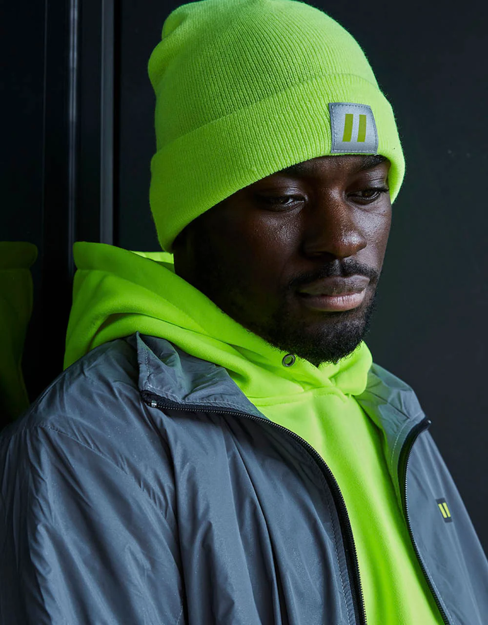 Forcefield Hi Vis Lime Toque with Reflective Patch - Image 2