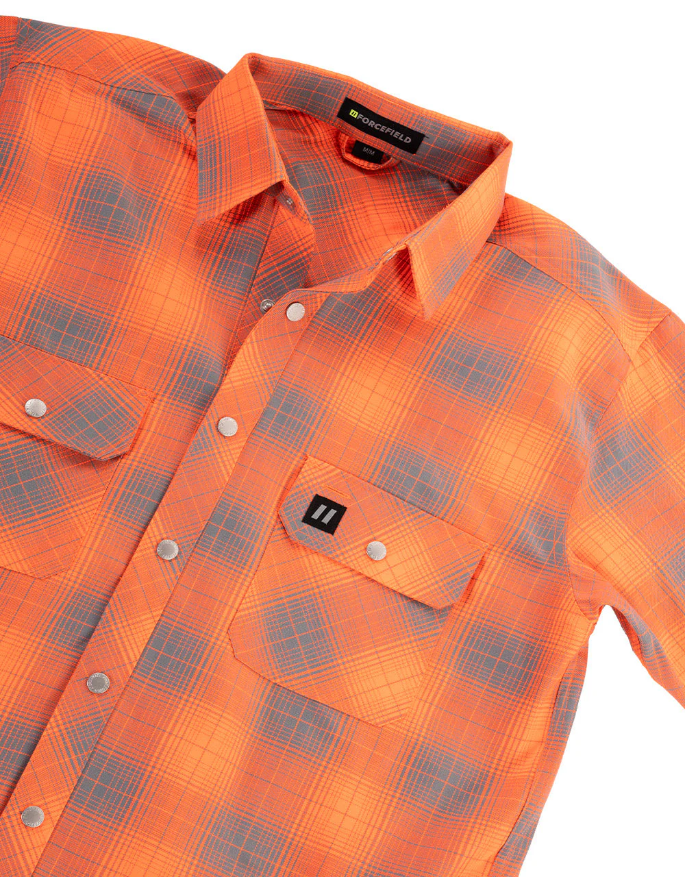 Forcefield Hi Vis Orange Shadow Plaid Unlined Flannel Shirt - Image 2