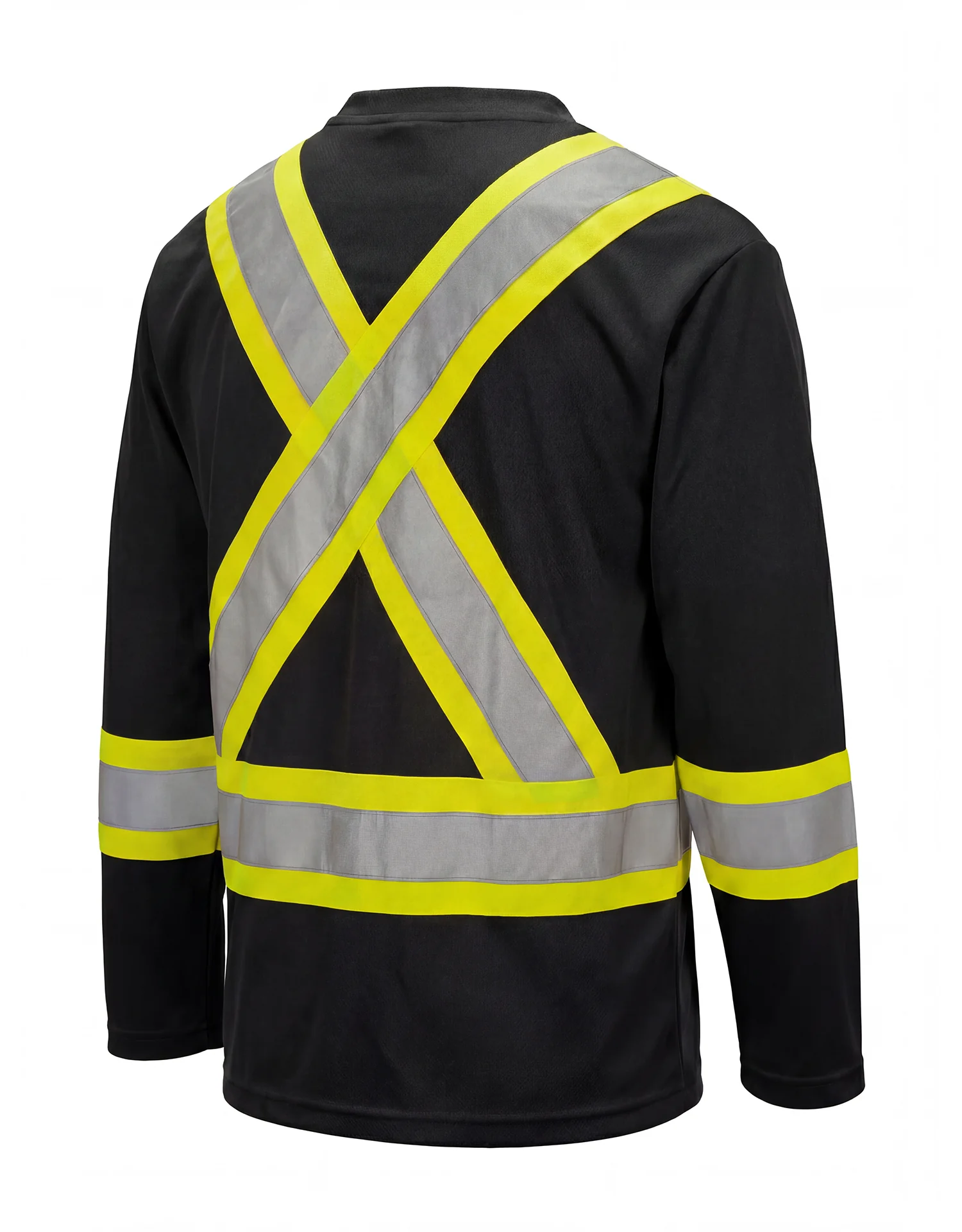 Forcefield Hi Vis V-Neck Long Sleeve Safety Tee with Chest Pocket - Image 6
