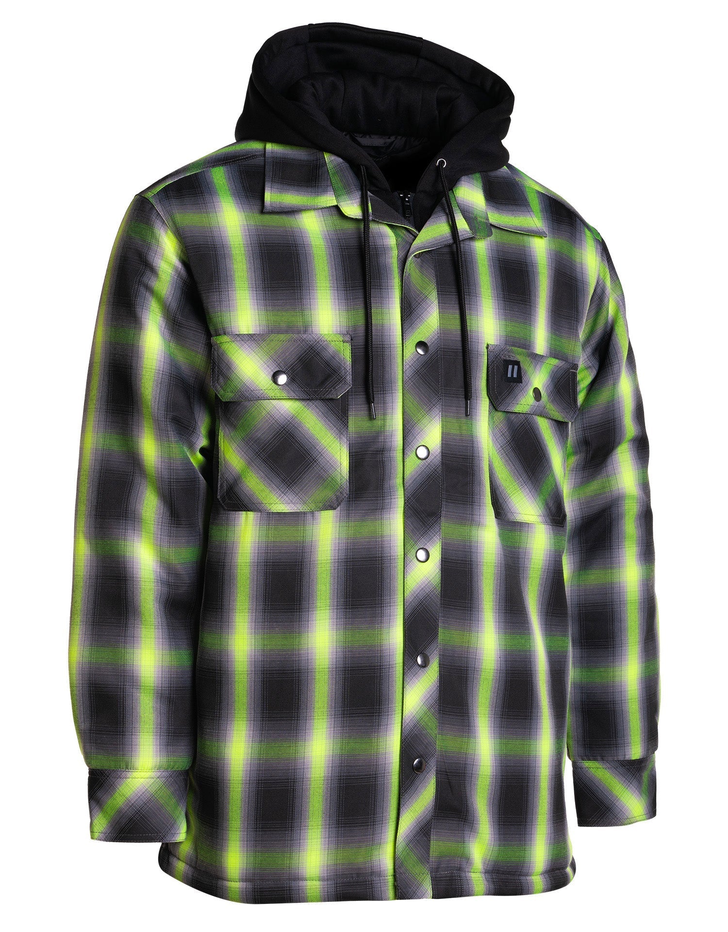 Forcefield Lime Ombre Plaid Hooded Quilt-lined Shirt Jacket - Image 2