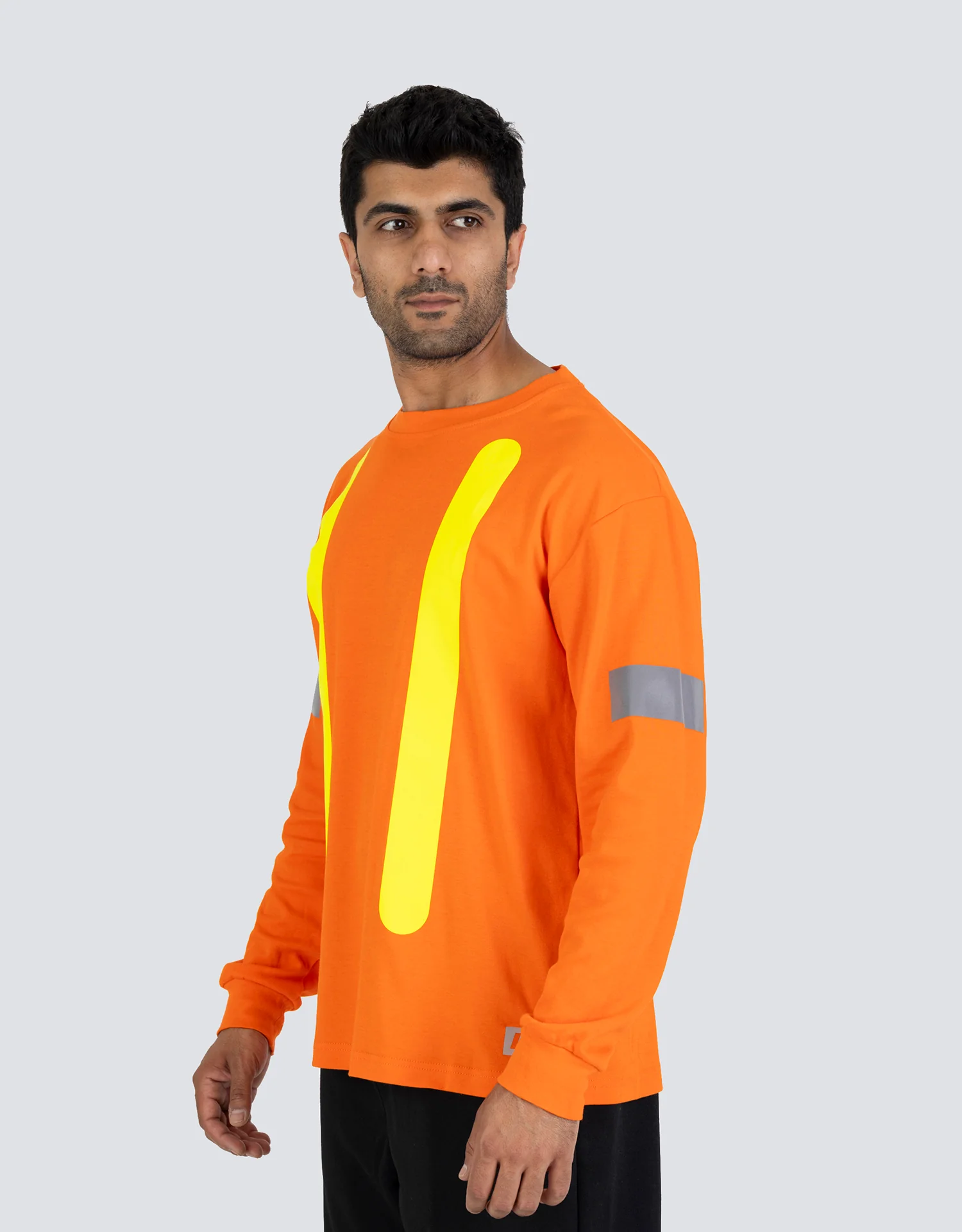 Forcefield Retro Safety Cotton Long Sleeve Tee With Reflective Arm Striping - Image 6