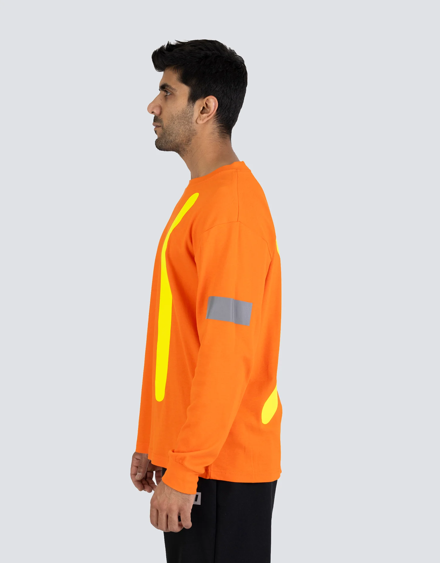 Forcefield Retro Safety Cotton Long Sleeve Tee With Reflective Arm Striping - Image 7