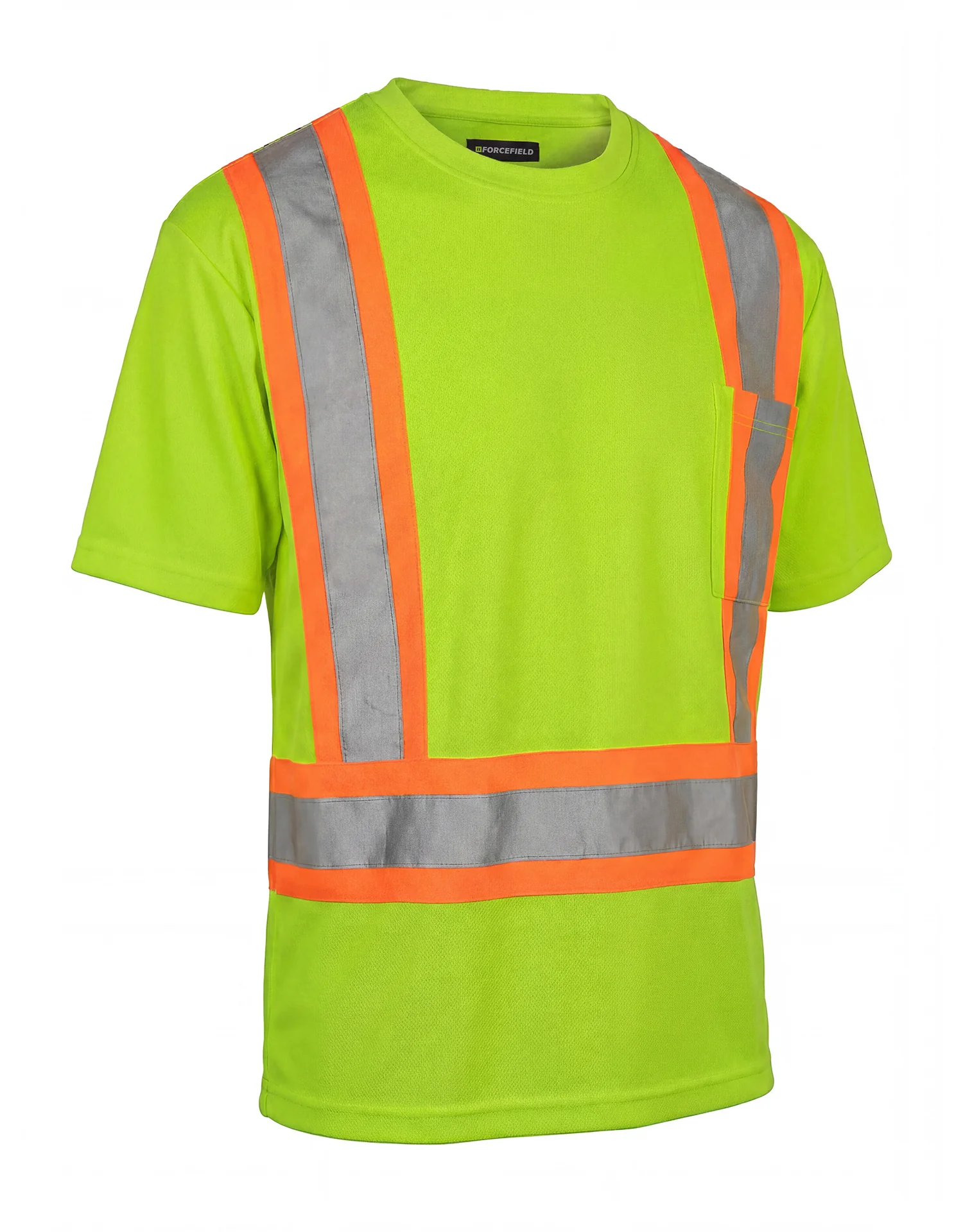 Forcefield Ultrasoft Hi Vis Crewneck Short Sleeve Safety Tee Shirt with Chest Pocket - Image 3