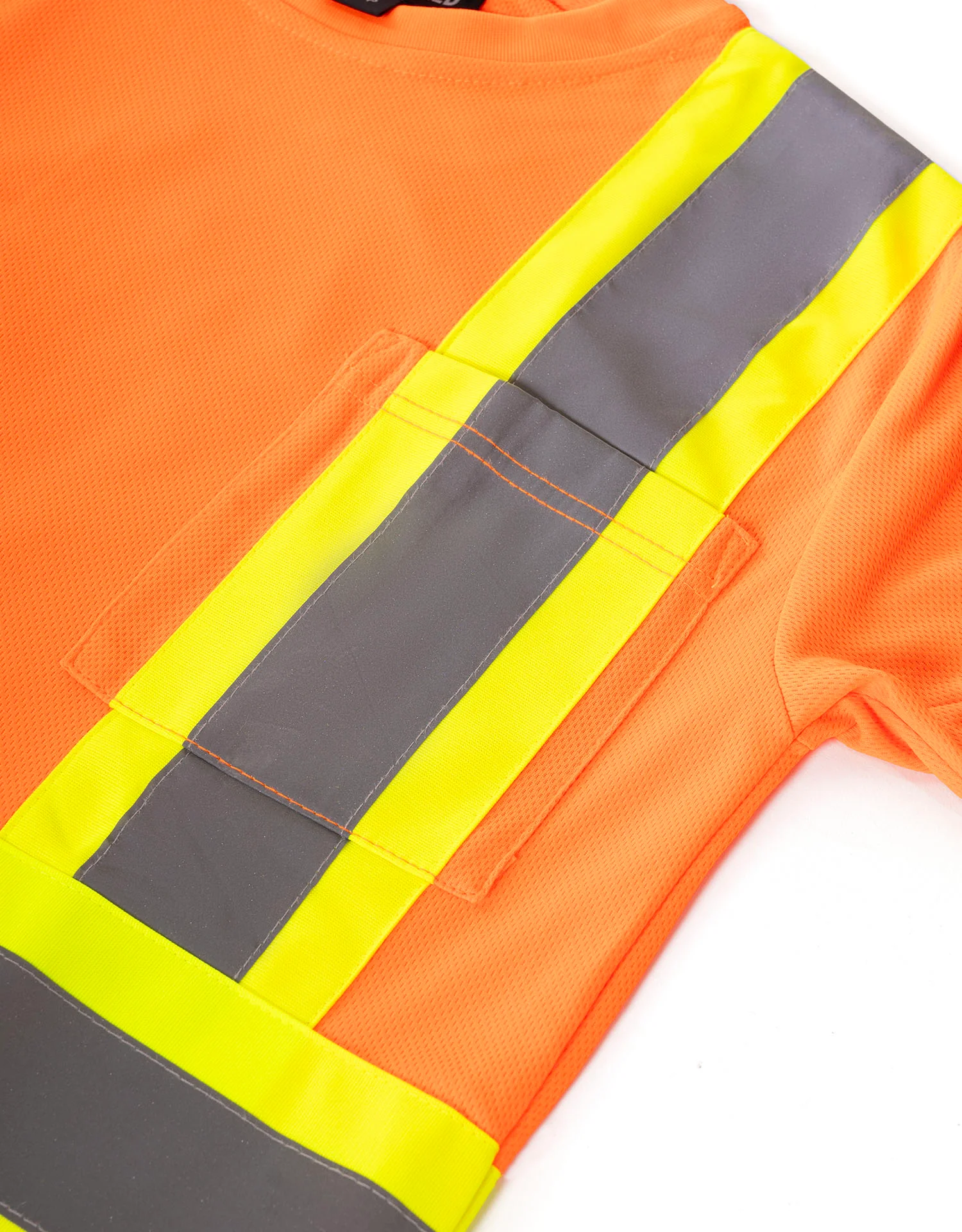 Forcefield Women's Hi Vis Crew Neck Long Sleeve Safety Tee Shirt with Chest Pocket - Image 4