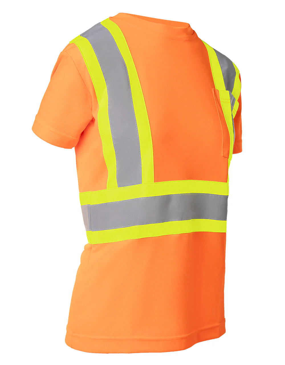 Forcefield Women's Hi Vis Crew Neck Short Sleeve Safety Tee Shirt with Chest Pocket