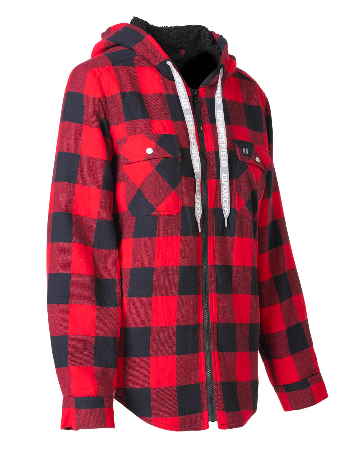 Forcefield Women's Hooded Sherpa-Lined Buffalo Plaid Flannel Shirt jacket - Image 2