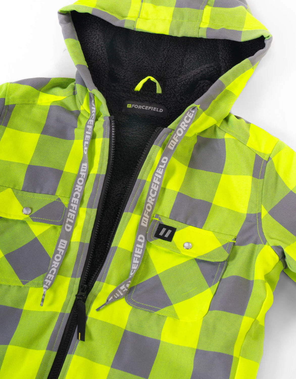 Forcefield Women's Hooded Sherpa-Lined Hi-Vis Buffalo Plaid Flannel Lined Jacket - Image 2