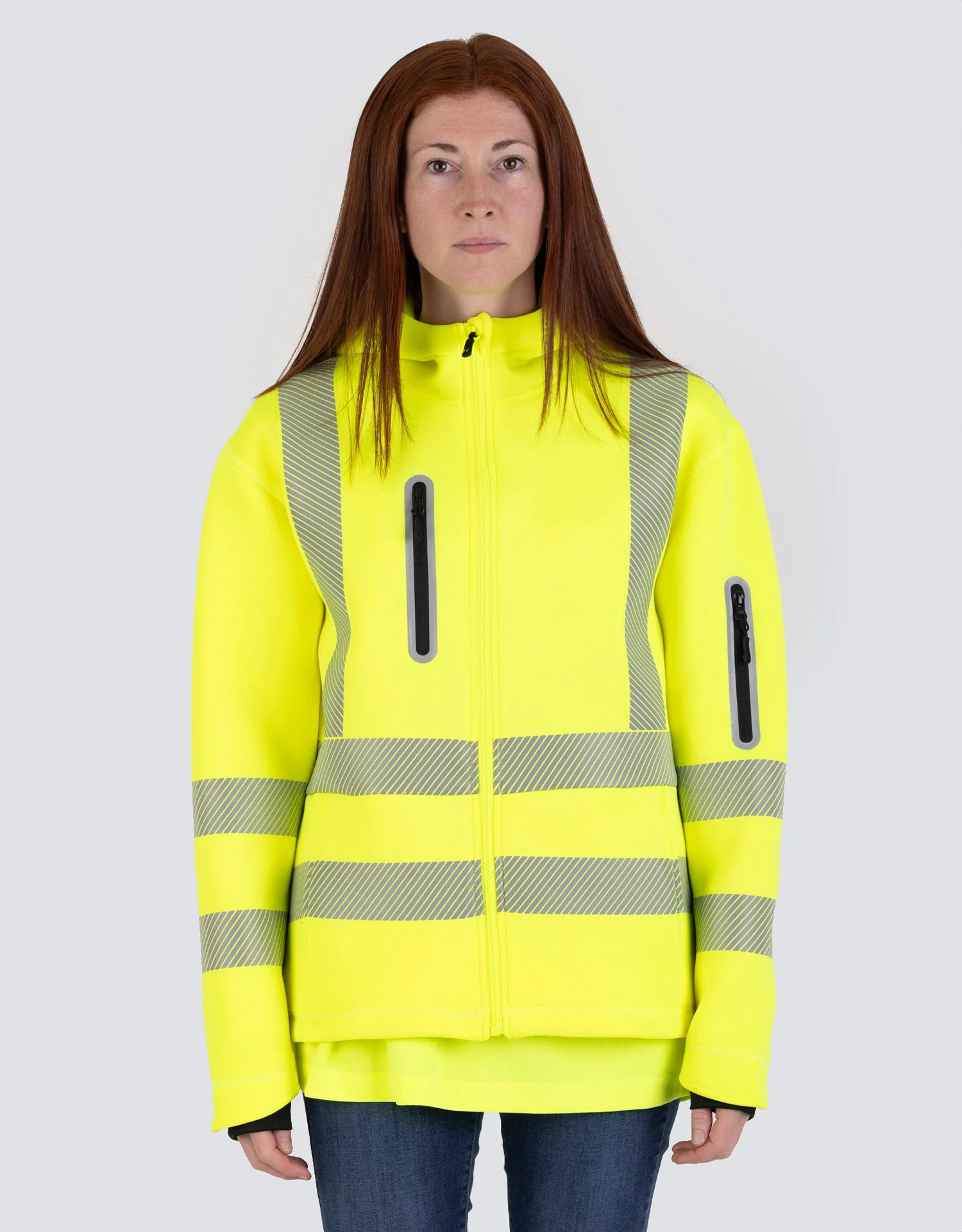 Forcefield Women's Lime Technical Safety Zip-Up Softshell Hoodie - Image 6